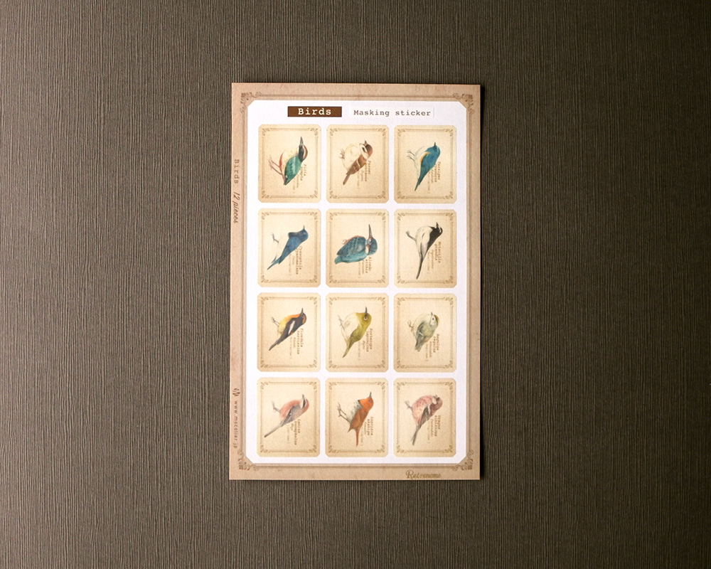 画像（野鳥の図鑑風シートシール〔マステ素材〕）